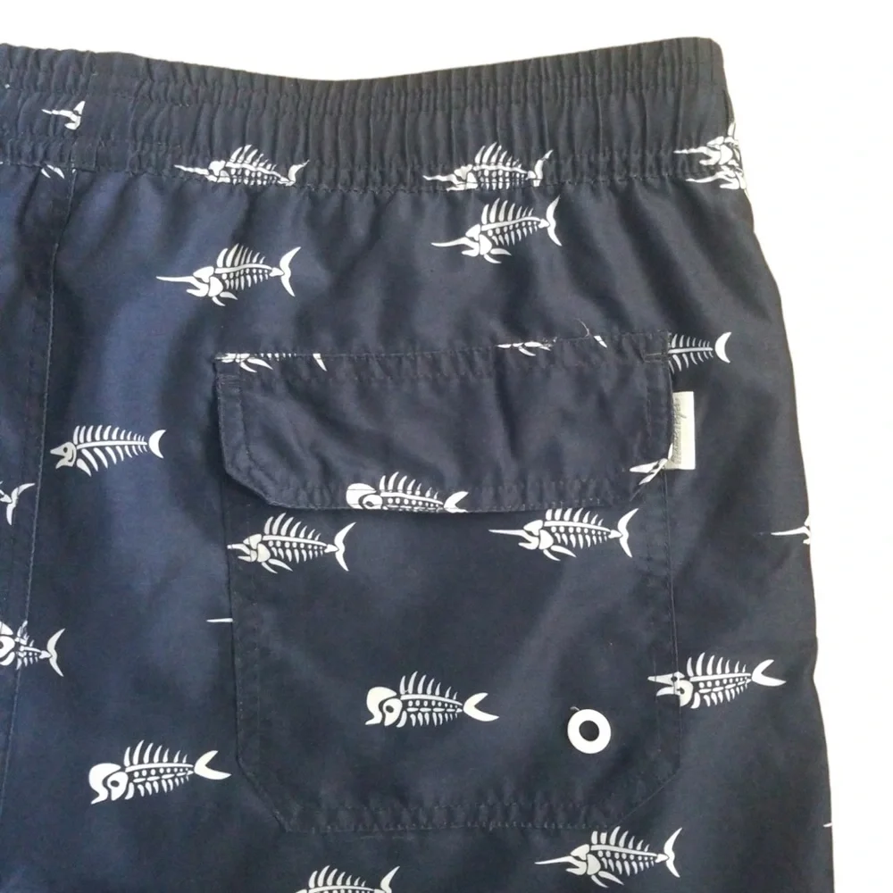 Maamgic Men's Navy Slim Fit 7 Inch Swim‎ Shorts Swim Trunks Sz. L